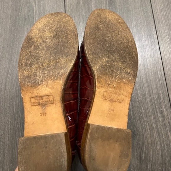 Marc by Marc Jacobs Burgundy Red Faux Alligator Patent Leather Loafers Sz 37.5 - Picture 3 of 6